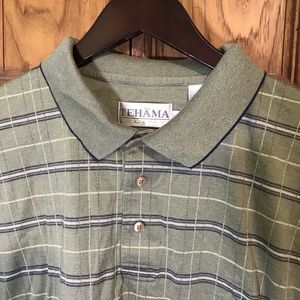 Tehama Clint Polo Shirt Mens X L Green Plaid Short Sleeve Mercerized Cotton Golf